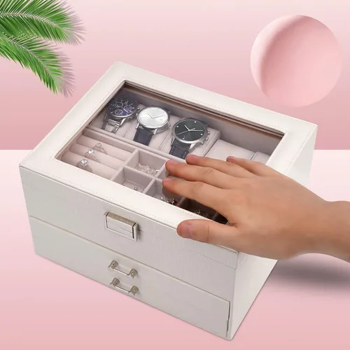 Miniatura 5 de ATAIMEISEN Joyero, caja de reloj, organizador de relojes, caja de almacenamiento de joyas, almacenamiento y organización, reloj de 4 capas