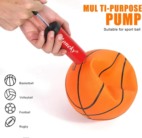 Miniatura 6 de Aoneky Mini bomba de mano para pelotas deportivas, bomba de aire portátil con almacenamiento de agujas, diseño compacto para baloncesto, fútbol