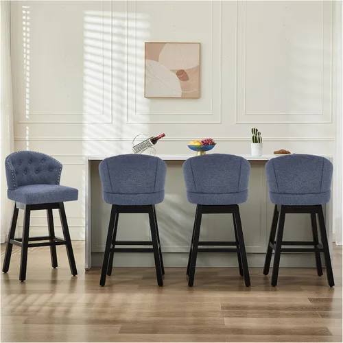 Miniatura 11 de Juego de 2 taburetes de bar giratorios de 29 pulgadas, taburetes de bar tapizados con respaldo, sillas modernas de altura de mostrador para isla