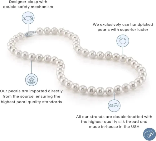 Miniatura 29 de The Pearl Source Real Pearl Necklace for Women with AAA+ Quality Round White Freshwater Genuine Cultured Pearls