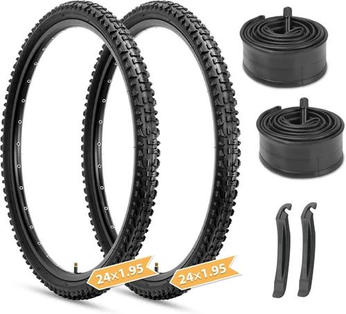 Miniatura 9 de Hycline Juego de neumáticos para bicicleta de montaña: 2 unidades de 20/24/26x1.95 pulgadas de repuesto plegables de alta densidad para bicicletas