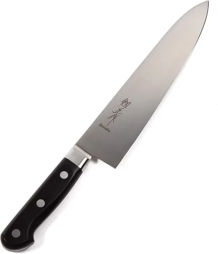 Miniatura 14 de Cuchillo de chef japonés multiusos INOX AUS-8A acero inoxidable mango de madera de Pakkawood negro, Santoku 7 pulgadas (7.087 in)