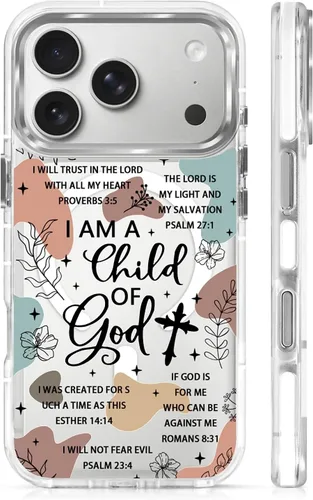 Miniatura 65 de Funda para iPhone 13/14 [compatible con Magsafe], funda magnética transparente de silicona a prueba de golpes con patrón de versículos de la Biblia