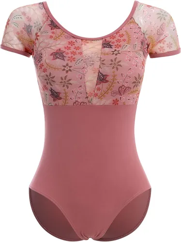 Miniatura 7 de AFAVOM Leotardos de ballet para mujeres adultas con estampado de flores de mariposa sin espalda, leotardos de gimnasia con brasier y prácticas
