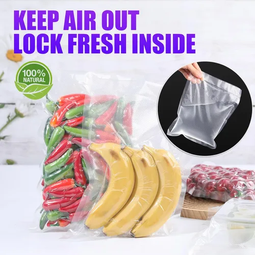 Miniatura 7 de Caregy - Bolsas selladoras al vacío de 400 cuartos, 8 x 12 pulgadas, libres de BPA para almacenamiento de alimentos, preparación de comidas o Sous