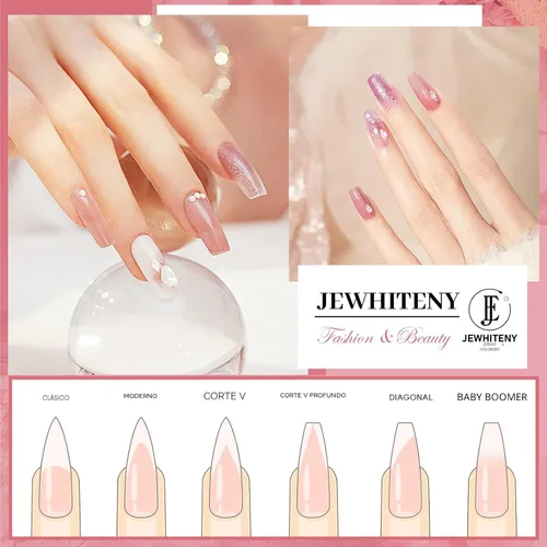 Miniatura 6 de JEWHITENY Kit de 14 piezas de gel de uñas poli, kit de gel de extensión poli, kit de iniciación con solución deslizante, juego de extensión