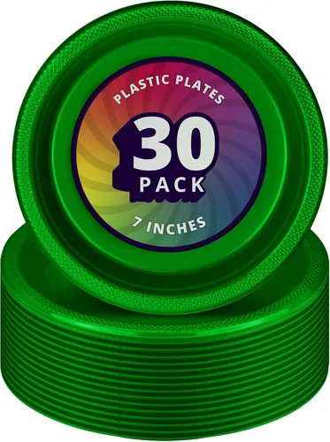 Miniatura 12 de DecorRack 30 platos pequeños de plástico, resistentes de 7 pulgadas, desechables para fiestas de cumpleaños de niños, platos de postre para tartas