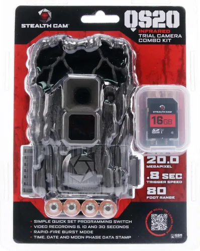 Miniatura 6 de Stealth Cam QS20NG Combo Pack – Foto de 20 MP y video de 720P a 30 FPS 0.8 segundos Velocidad de disparo de 80 pies Detección IR Range Caza sin Glo