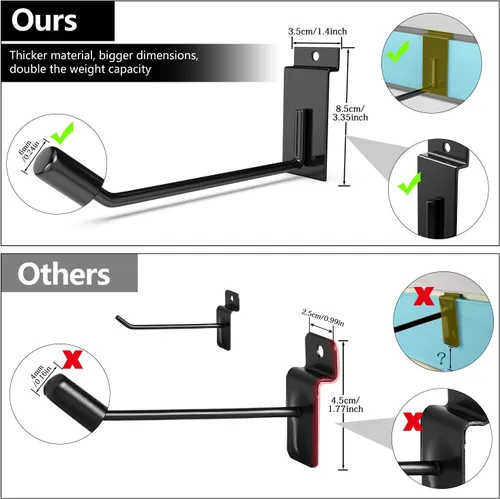 Miniatura 2 de 3-H Accesorios para pared de listones 30 piezas, ganchos y perchas de 3/5/7 pulgadas, ganchos de pared de listones resistentes, accesorios Proslat