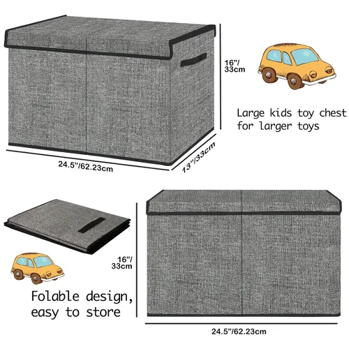 Miniatura 4 de Pantryily Caja organizadora grande de juguetes, cajas plegables para juguetes para niños, contenedores con tapas y asas para sala de estar, sala
