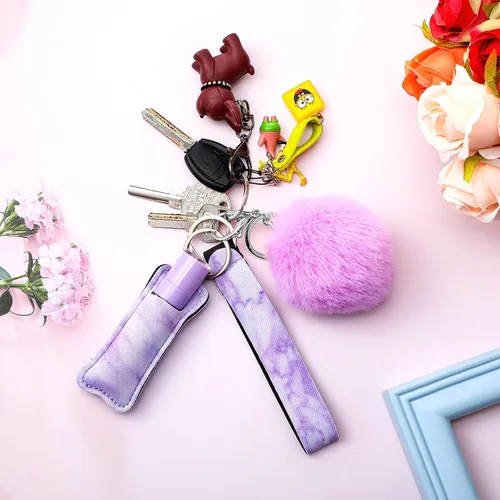 Miniatura 4 de Hicarer Juego de 30 bolsas para lápiz labial con diseño de mármol, incluye llavero y muñequera, bolsa de bálsamo labial estilo mármol y accesorio