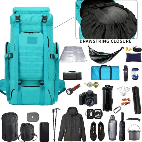 Miniatura 4 de Mochila de senderismo W WINTMING para hombres 70L/100L, mochila de campamento, mochila militar Molle, paquete de asalto de 3 días para escalada