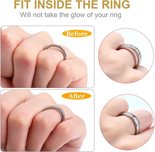 Miniatura 2 de Blulu Juego de 85 medidores de anillos para anillos sueltos, kit de ajustador de tamaño invisible con protectores de silicona para hombres