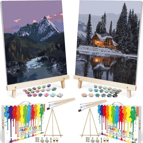 Miniatura 27 de BAISITE Kit de pintura por números para adultos principiantes, 12 pulgadas de ancho x 16 pulgadas de largo, paquete de 2 lienzos para kits