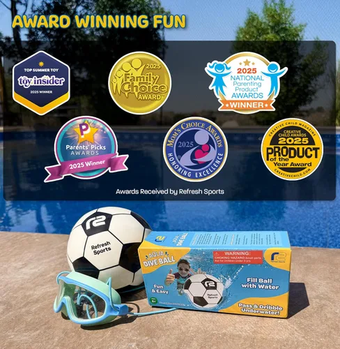 Miniatura 7 de Aqua Dive - Pelota de fútbol para niños de 8 a 12 años, juego de pelota al aire libre para niños, patada, pase o atrapa, juguetes acuáticos ideales