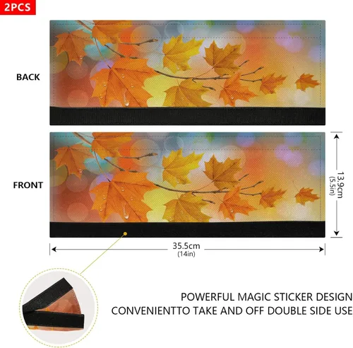 Miniatura 6 de Eionryn Fundas para manija de puerta de refrigerador con hojas caídas de arce otoñal, arces naranjas de otoño, guantes para microondas
