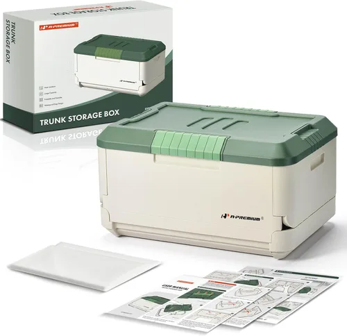 A-Premium Organizador de cajuela plegable multifuncional y caja de almacenamiento, caja de almacenamiento portátil para automóvil con bolsa