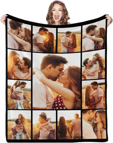 Miniatura 38 de Manta de fotos personalizada, 4 fotos, mantas personalizadas para mamá, abuela, esposa, mujeres de hija, hijo, marido, 8 tamaños 4 Fotos-1