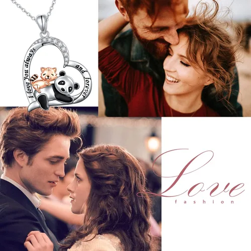 Miniatura 7 de HOOHWE Collar de plata de ley con colgante de panda rojo lindos regalos de joyería de panda para mujeres y niñas Plata No es una piedra preciosa