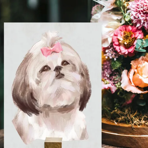 Miniatura 3 de Andaz Press Póster impreso para pared de perro, 8.5 x 11 pulgadas, Shih Tzu en lazo rosa, 1 paquete, regalo de cumpleaños de Navidad, sin marco