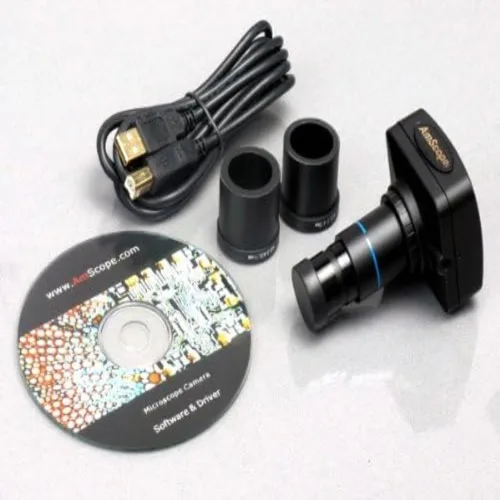 Miniatura 5 de AmScope Microscopio compuesto trinocular digital T360B-5M, aumento 40X-2000X, oculares WF10x y WF20x, Brightfield, iluminación LED, condensador
