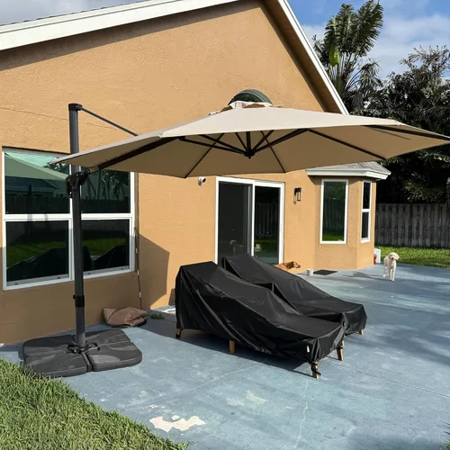 Miniatura 47 de PURPLE LEAF Sombrilla de Patio de 8 Pies para Exteriores Sombrilla Cantilever Cuadrada de Aluminio Sombrilla Offset con Rotación de 360 Grados