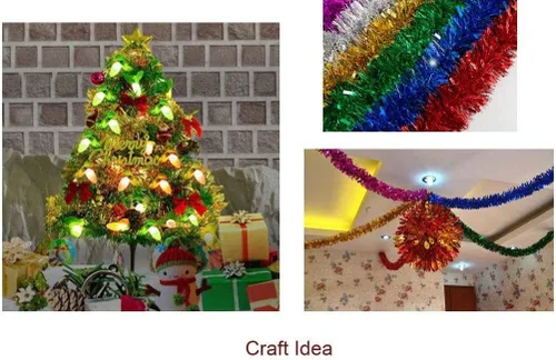 Miniatura 3 de YYCRAFT 15 yardas (45 pies) de longitud comercial Guirnalda de oropel de lámina gruesa para Navidad Decoraciones clásicas de Navidad (Negro)