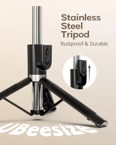 Miniatura 4 de UBeesize Trípode para selfie stick para iPhone y Android, trípode extensible de 52 pulgadas con control remoto, palos de selfie portátiles