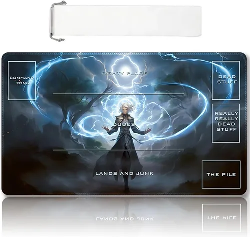 Miniatura 51 de Tapete de juego MTG cosido de alta calidad con zonas y parte trasera de goma antideslizante, tapete de juego TCG para MTG y otros juegos de cartas