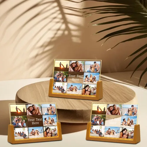 Miniatura 6 de Marco de fotos personalizado con foto, placa acrílica personalizada con base de luz nocturna LED, regalos de cumpleaños de aniversario para familia