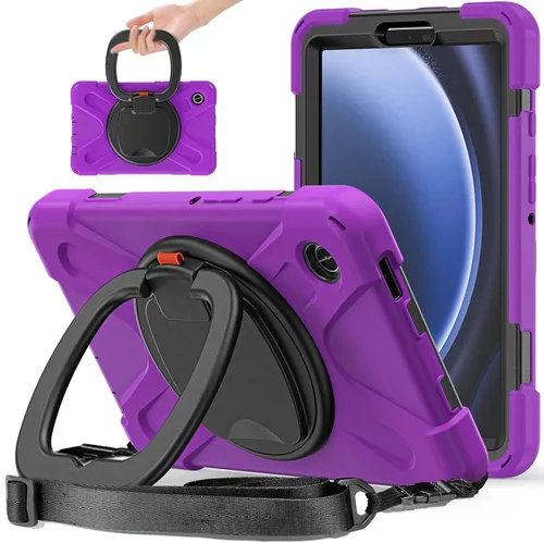 Miniatura 132 de 360 Rotation Case for Galaxy Tab ActivePro/Tab Active4 Pro/Active 5 Pro 10.1" Sturdy Cover Rotate Ring Stand Shoulder Carrying Strap Hand Strap