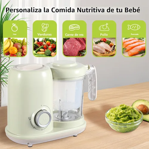 Miniatura 3 de AMZBABYCHEF Fabricante de Alimentos para Bebés, Procesador de Alimentos para Bebés y Vaporizador 4 en 1, Mezclador de Puré, Fabricante de Puré Verde