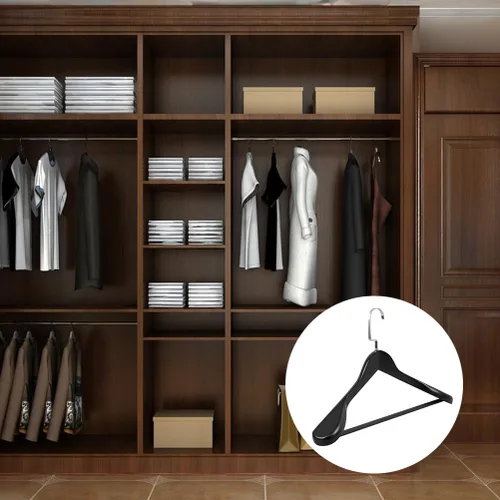 Miniatura 6 de Hemoton Percha de madera maciza con hombros anchos y gruesos, antideslizante, para almacenamiento de ropa, hogar, dormitorio, armario, organizador
