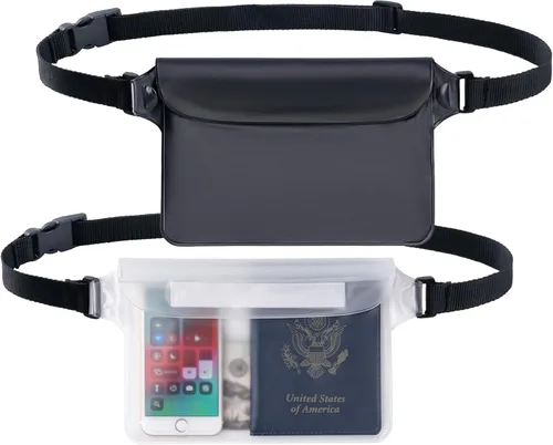 Miniatura 12 de CADONO Paquete de 2 fundas impermeables con correa ajustable para la cintura Bolsa seca sensible al tacto en pantalla, mantiene tu teléfono