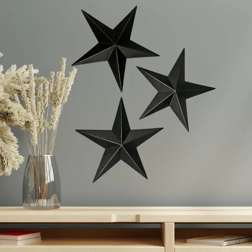 Miniatura 9 de Bellaa 23554 Arte de pared de metal con estrella occidental Texas Barn 3D, escultura vintage, retro, rústico, casa de campo, patio, cabaña, diseño