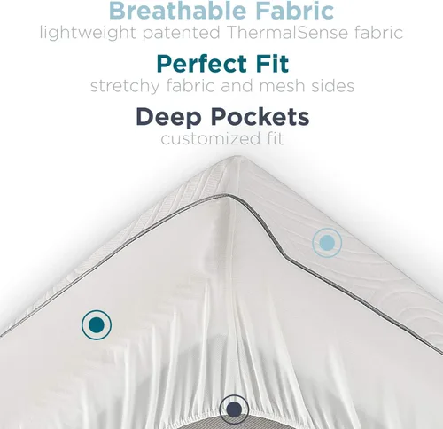 Miniatura 4 de Tempur-Pedic Protect - Protector de colchón impermeable, individual, color blanco