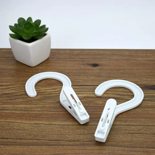 Miniatura 3 de Ganchos para ropa sucia, ganchos para botas, pasadores de ropa de plástico, clips para baño, viajes, portátil, color blanco (12 unidades)