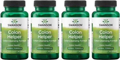 Swanson Colon Helper Suplemento digestivo de hierbas para adultos que buscan eliminaciones saludables con sello dorado, olmo resbaladizo y aloe (60