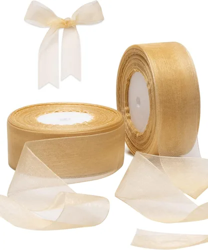 Miniatura 14 de Cinta de organza roja para envolver regalos, cinta transparente brillante de 2 pulgadas para ramos, bodas, festivales, 50 yardas cada rollo