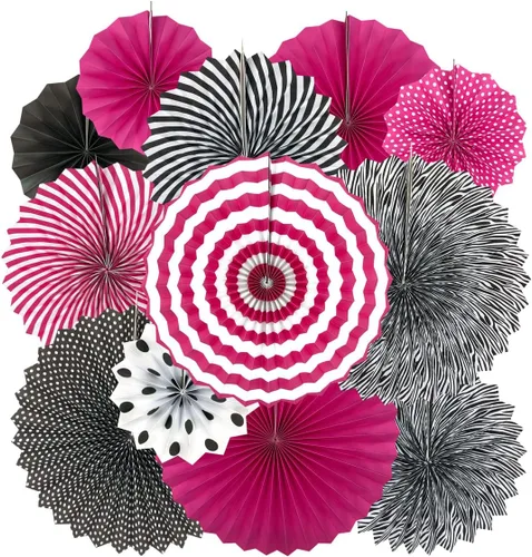 Miniatura 4 de Abanicos de papel para colgar en el techo, para Halloween, baby shower, cumpleaños, bodas, fiestas, 12 unidades Paperfan12t-blackorange