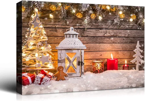 Miniatura 58 de Denozer - Arte de pared de muñeco de nieve de Navidad, impresiones artísticas sobre lienzo para dormitorio, sala de estar, decoración de pared