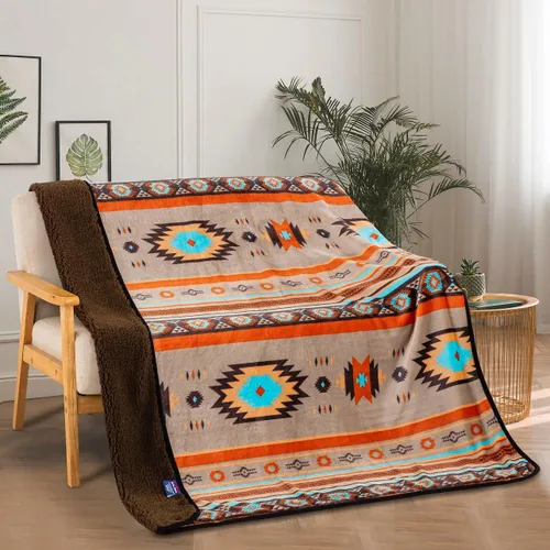 Miniatura 4 de Manta de forro polar Sherpa para sofá, manta suave y supersuave para sofá y silla, manta de felpa acogedora de doble cara de 50 x 60 pulgadas Azul