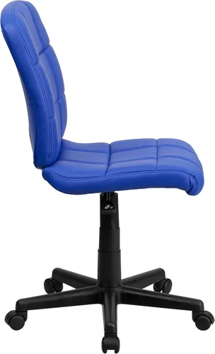 Miniatura 6 de Flash Furniture - Silla giratoria de respaldo medio de vinilo, acolchada, color negro Azul