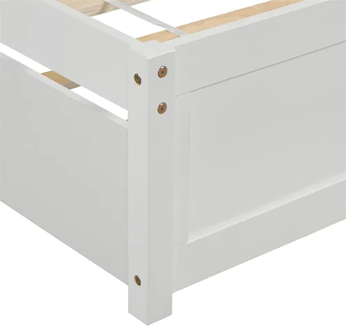 Miniatura 7 de Base de cama individual de madera maciza para niños con nido y cabecera curvada, base de cama de plataforma de perfil bajo con soporte de listones