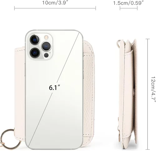 Miniatura 3 de SENDEFN Carteras pequeñas para tarjetas de crédito para mujer, llavero de cuero con bloqueo RFID, bolsillo con cremallera de tres pliegues, monedero