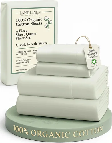 Miniatura 106 de LANE LINEN Sábanas 100% algodón orgánico para cama tamaño King, sábanas de percal suave, transpirables, de lujo, estilo hotelero, lavables a 09