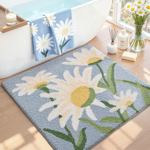 Miniatura 19 de LUMI Alfombra cuadrada de baño de playa, antideslizante, de secado rápido, ultra suave, lavable, absorbente, alfombra de baño con tema mar oceánico