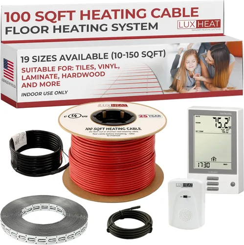 Miniatura 9 de LuxHeat Kit de cable de calefacción de suelo de 10 pies cuadrados - Sistema de calefacción por suelo radiante de 120 V - Sistema de suelo