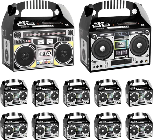 Miniatura 8 de 12 piezas de decoraciones de fiesta de hip hop, decoraciones de fiesta de los años 80 y 90, cajas de recuerdo novedosas, caja de regalo de radio