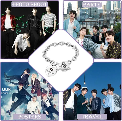 Miniatura 7 de G-Ahora Kpop BT Bangtan Boys Bracelet to Love Yourself Army Never Mind Charm Bracelet Inspirational Gift BT Lover Fans Jewelry Gift for BT Fans Girl